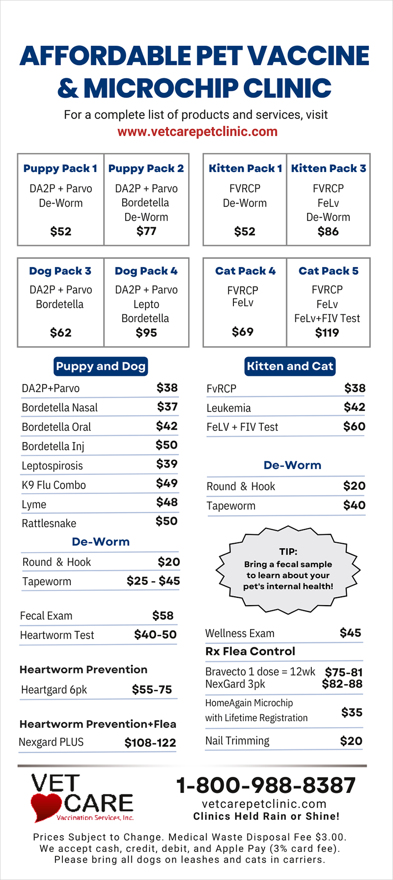 Pricing for Free Pet Adoption Expo discount clinic